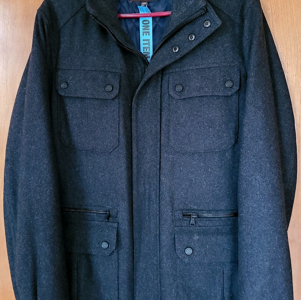 NEW! MICHAEL KORS, Men's, Size M, Dark Grey, Wool, 6 Pocket Coat, Christmas gift